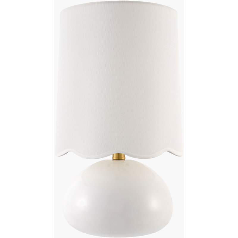 Lampe de table Yaitza, Blanc, Linen Scalloped