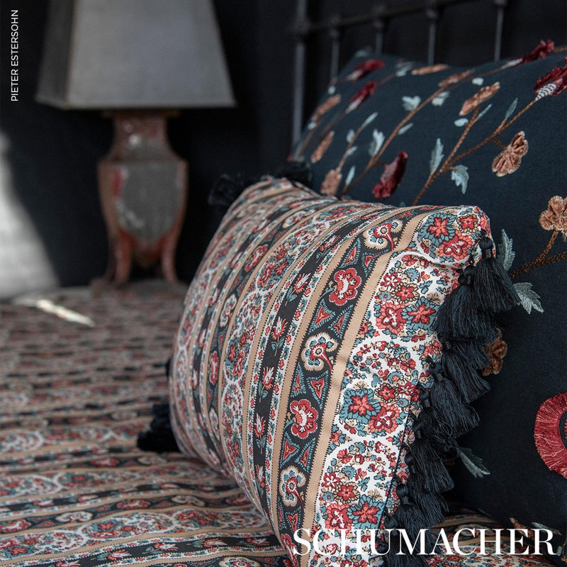 Lyla Embroidery Fabric, Midnight/Rouge