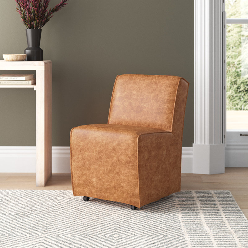 Ramira Cognac Brown Faux Leather Dining Chair