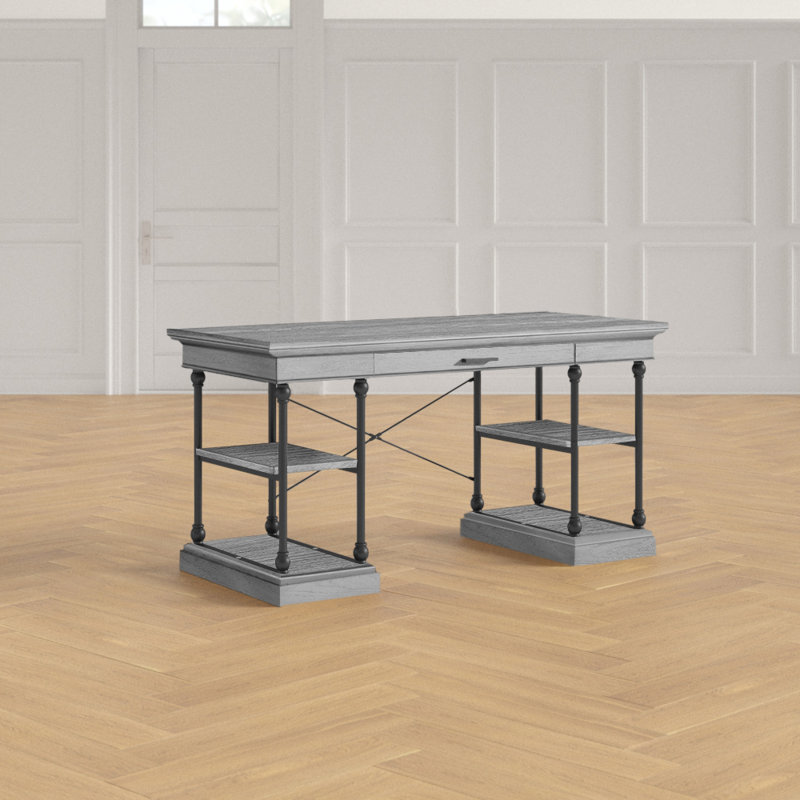 Bureau en bois massif Kyler, Gris
