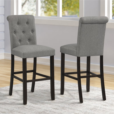 Solid Wood , Grey - Button , 17.35" Package Height, 42.54 Lb Weight Of 2 Comfortable Padded Backs, -Coloured Legs, 23X19x45