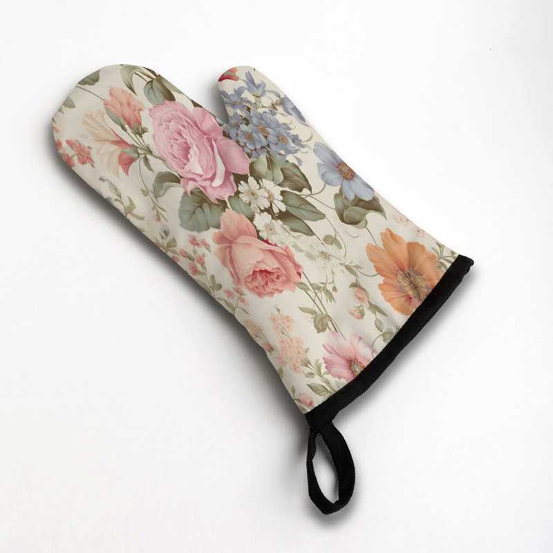 Flirt Flowers Oven Mitt Cotton Twill
