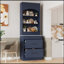 Armoire autoportante haute de 83,7 pouces de hauteur avec plateau supérieur et 5 tiroirs de rangement, ensemble de 2, bleu