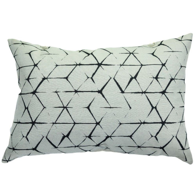 Coussin lombaire géométrique plumes, Noir / Blanc