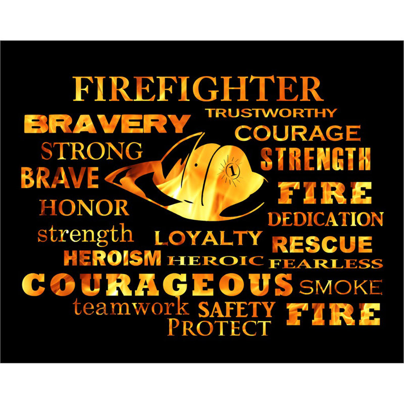 Firefighter Words - Wrapped Canvas Print