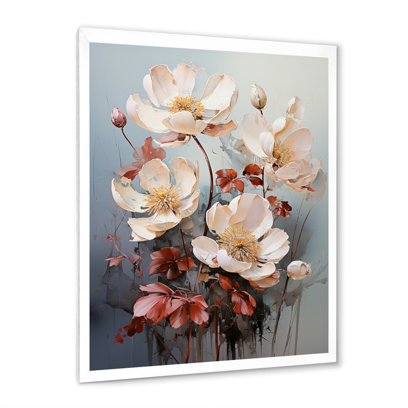 «Affulent Bouquet Of Lotus I» sur toile, Cadre simple blanc, H 40 po x l 30 po x P 1,5 po
