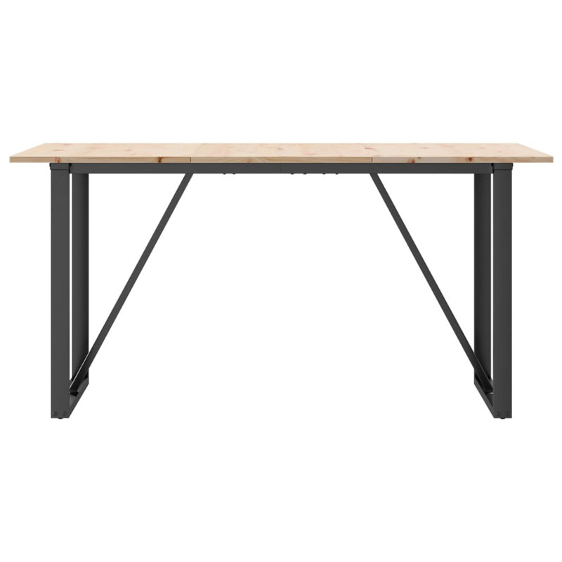 vidaXL Dining Table O-Frame Solid Wood Pine and Steel, 75cm H x 140cm L x 80cm W