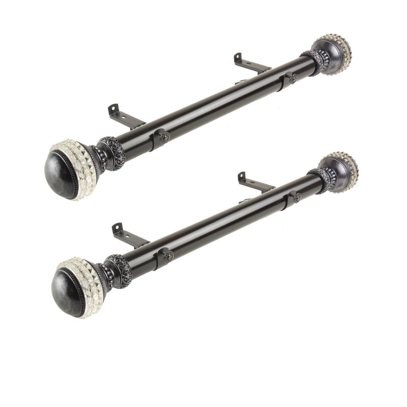 Cirillo Stainless Steel Single Curtain Rod, 1.5" H x 18" W x 1.5" D, Black