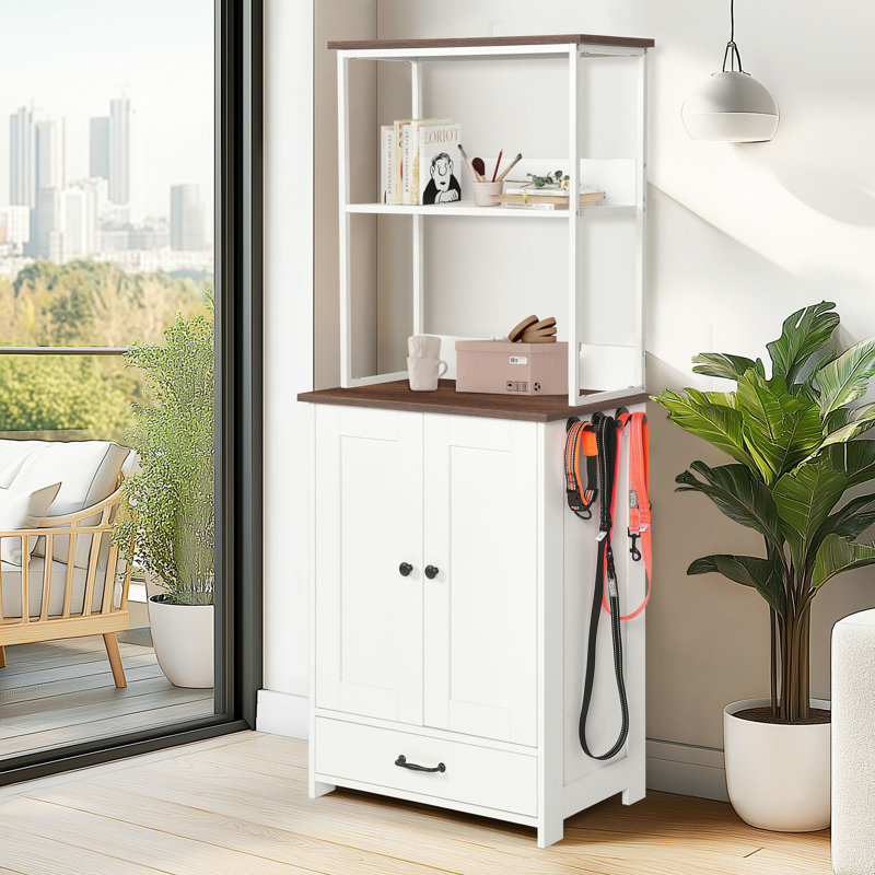 Rangement à 2 niveaux avec panneau réglable 23,6 x 13,8 x 58,3 po blanc et brun foncé