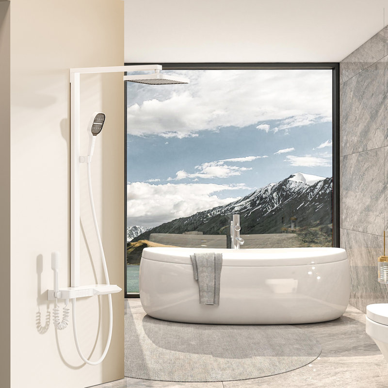 Système de douche thermostatique à quatre fonctions, Blanc