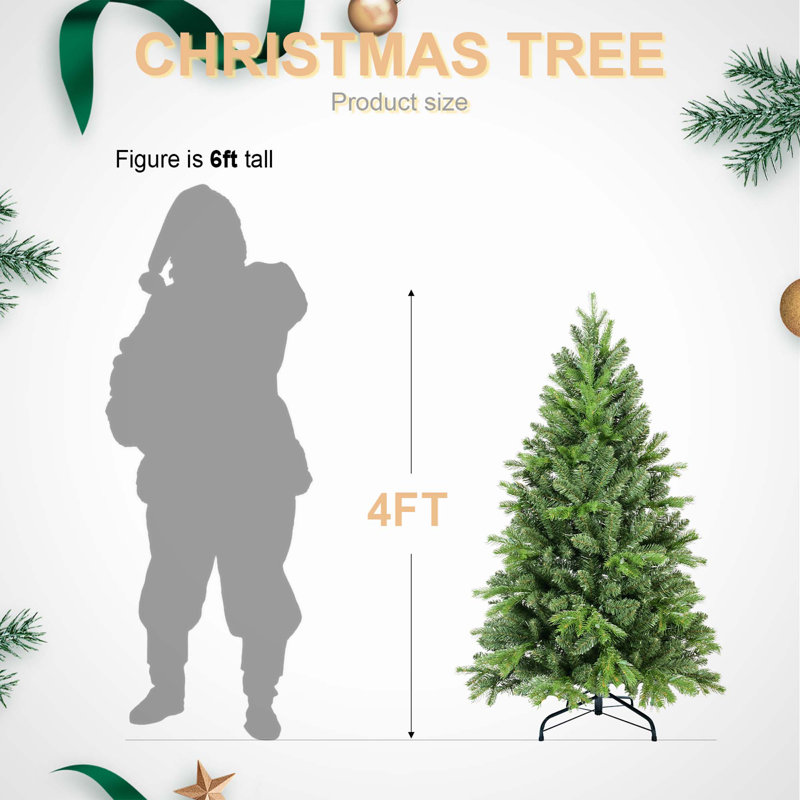 Arbre de Noël automatique vert PE / PVC avec support en métal, 4'