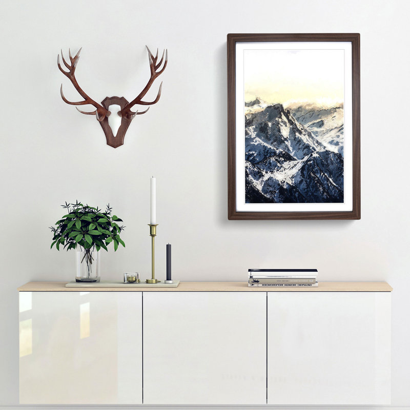 Mountains in France - Picture Frame Graphic Art Print, 65cm H x 48cm W x 2cm D, Walnut Framed