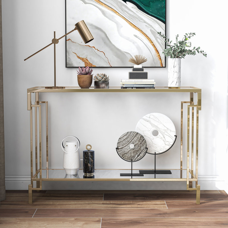 43.25'' Glass Top Console Table
