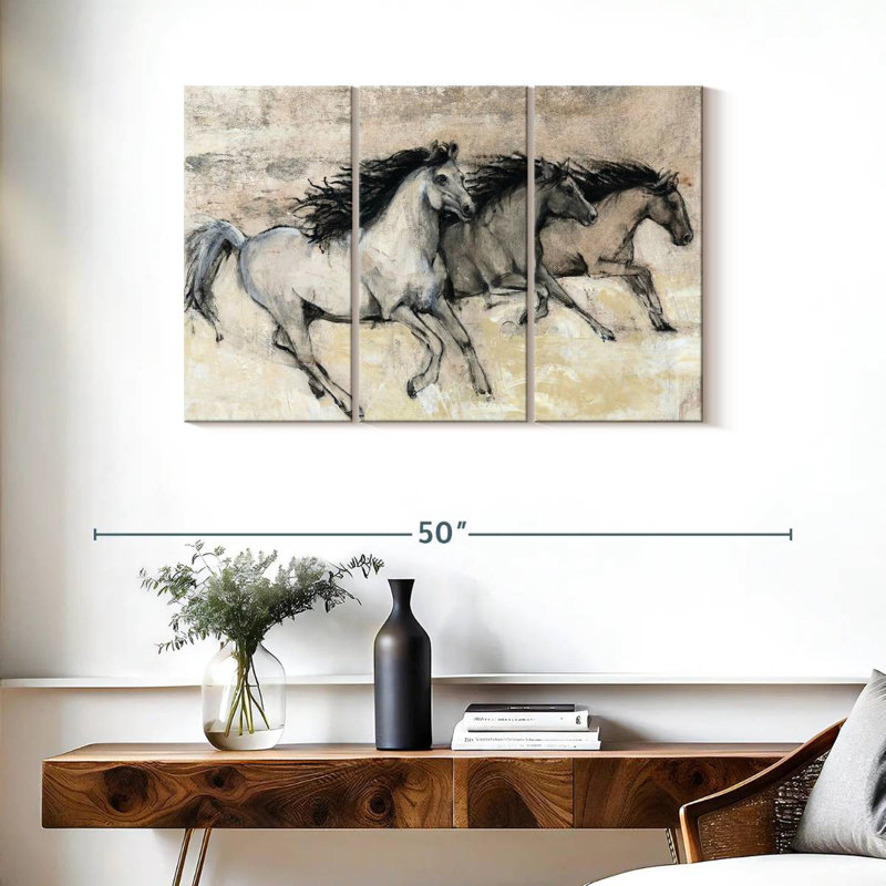 Brampt Horses In Motion II, 24" H x 38" W