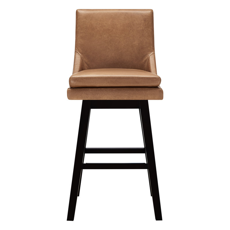 Tabouret de bar et de comptoir pivotant en cuir véritable Zahara Neri, Tabouret de bar (siège d'une hauteur de 30 po)