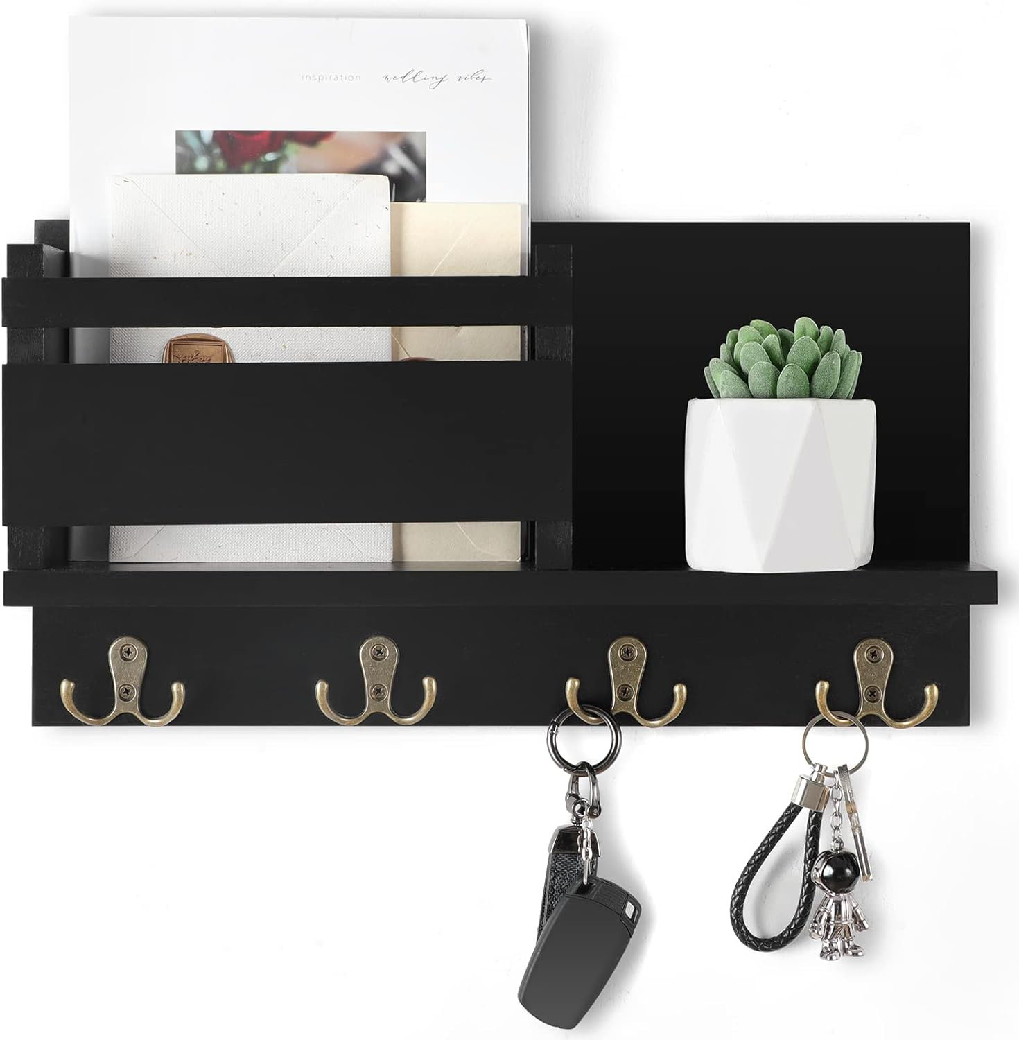 Belleze Wall Mail Organizer With Key Hooks | Wayfair