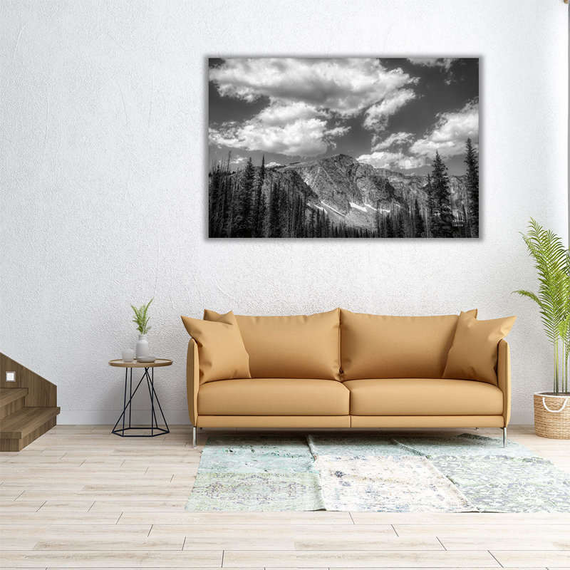 Wyoming Blues Black and White - reproduction d'art sur toile, H 32 po x l 48 po