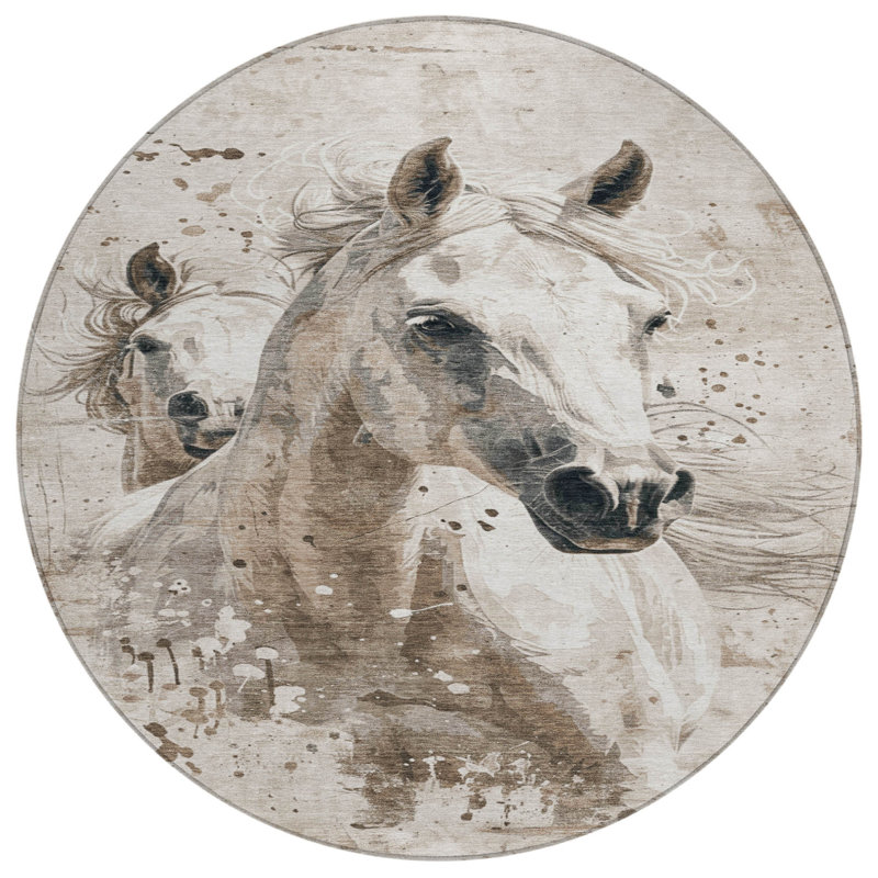 Tapis rond ivoire et gris 8 po