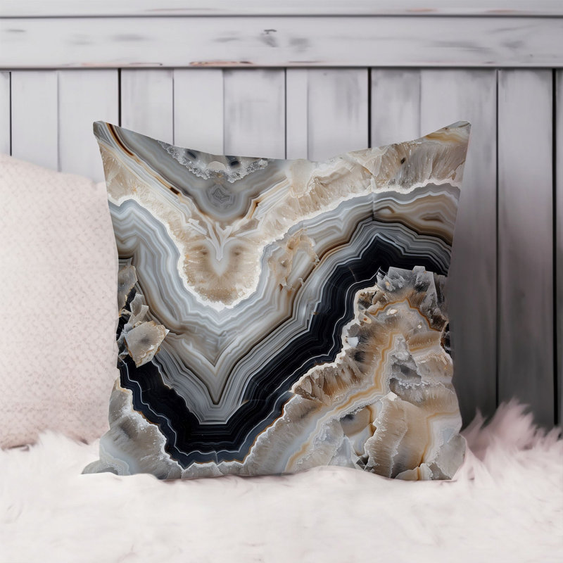 Abstract Gray Marble Geode Pattern IV Modern, 16"H x 16"W