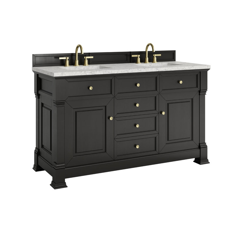 Brookfield 60'' W Double Vanity, Black Onyx, Eternal Jasmine Pearl, Widespread