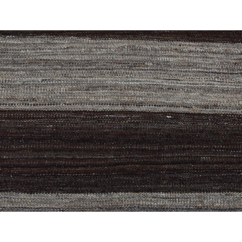 2'x3' Brown Flat Weave Wide Stripe Design Wool Hand Woven Sample Rug 3231C688D51041958C6E8A8FF7571F9C