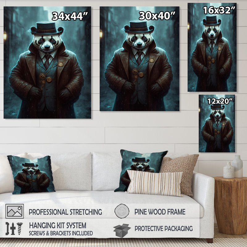 Mafia Panda - Impression sur toile, H 20 po x l 12 po x P 1 po, Toile tendue