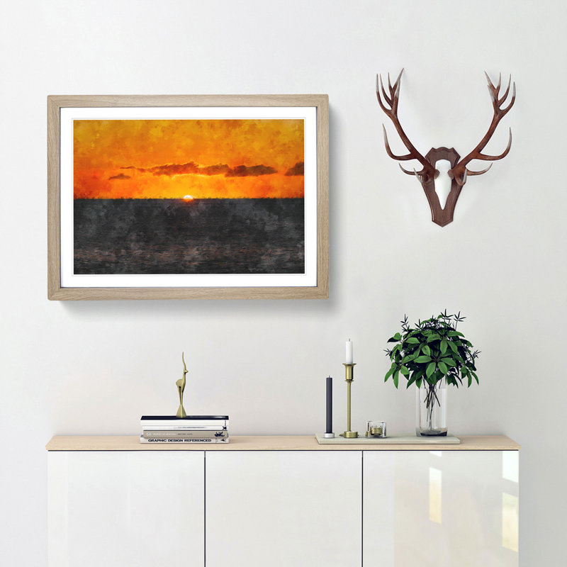 Goodbye to the Sun - Wall Art, Oak Single Picture Frame Wood, 33cm H x 45cm W x 2cm D