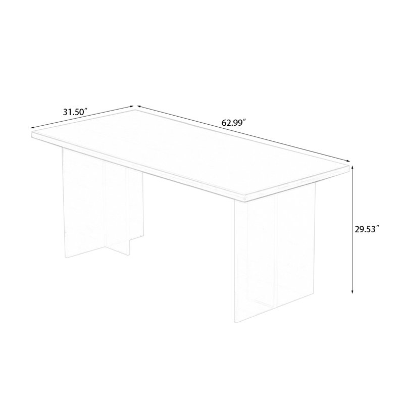 Table de salle à manger Burlywood, H 29,53 po x L 62,99 po x l 31,5 po