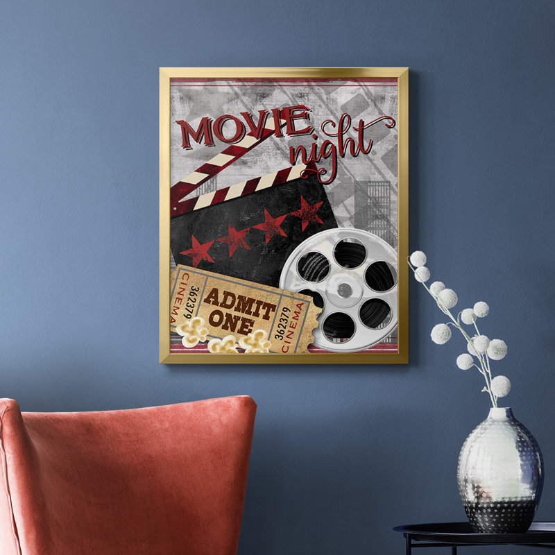 «Movie Night II», toile encadrée de qualité supérieure - prête à être accrochée, Or, H 24 po x l 20 po