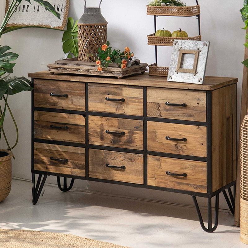 Buffet décoratif rétro en bois de noyer massif