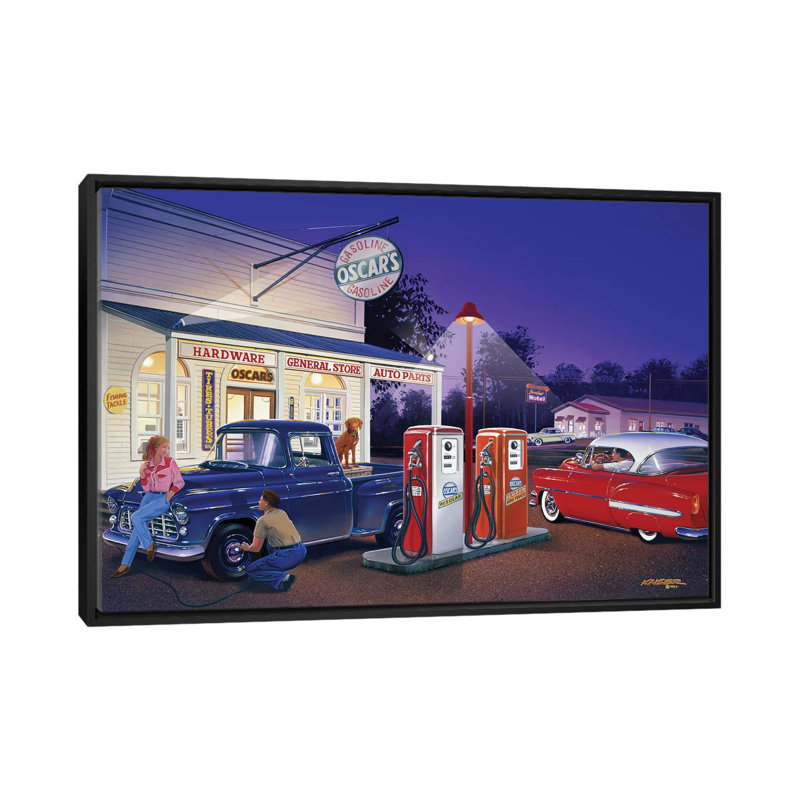 " Oscar " by Bruce Kaiser, 18" H x 26" W x 1.5" D, Black Framed Canvas
