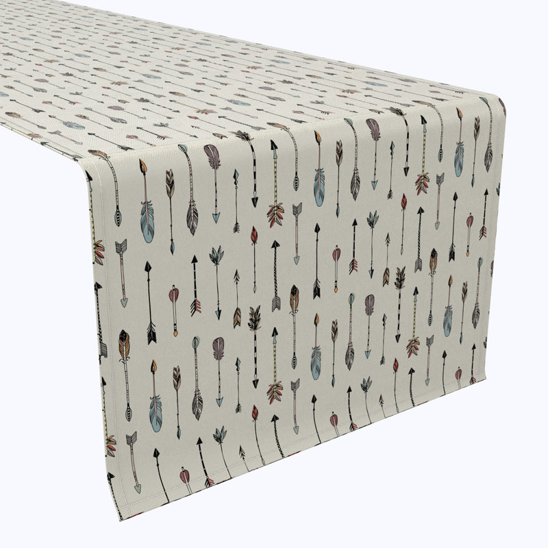 Table Runner, 100% Cotton, 16X108", Tribal Arrows, 90" L x 16" W