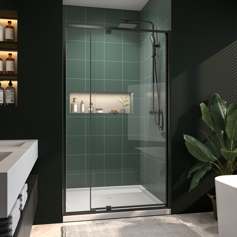 38 - 42" W X 71" H Shower Door Pivot Door with Clear Glass H 3/8"(10mm), Matte Black