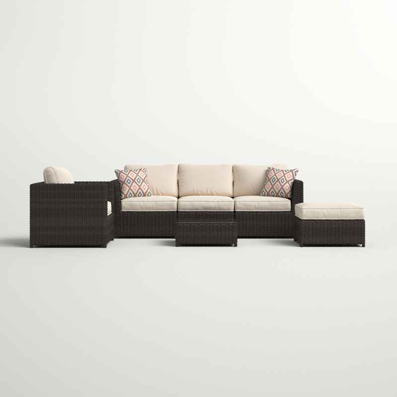 Ensemble de conversation modulaire grande taille avec coussins Sunbrella 6 pièces Ingles
