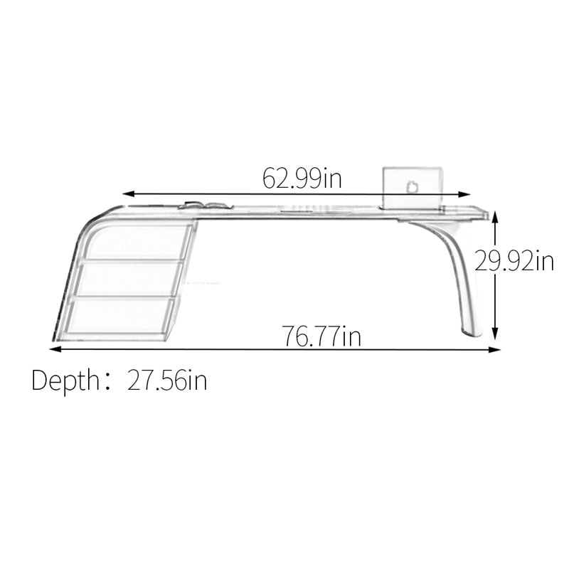Junkins, H 29,92 po x l 76,77 po x P 27,56 po