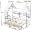 Full Size Solid Wood House Platform Bed for Kids with Storage Drawers, Window and Shelves, White-2060542603