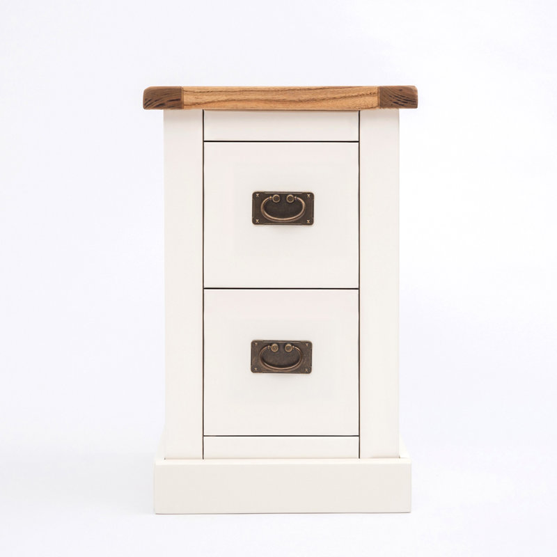 35cm W Plywood / Laminate Board Bedside Table, Brass Handle, White