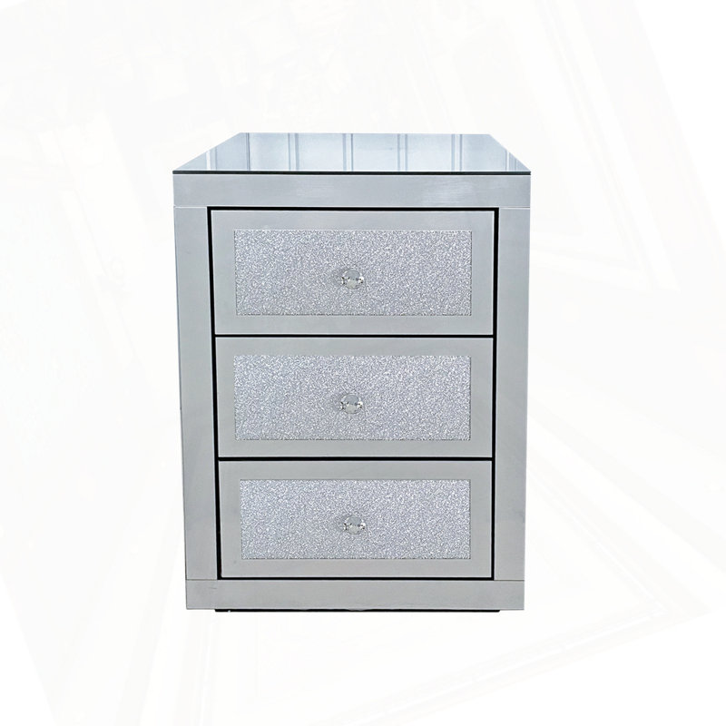 3-Drawer Mirrored Nightstand