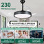 Ventilateur de plafond rétractable de 42 pouces avec lumières, ventilateur de plafond à 6 vitesses à moteur à courant continu silencieux pour chambre à coucher-1730037019-1730037020