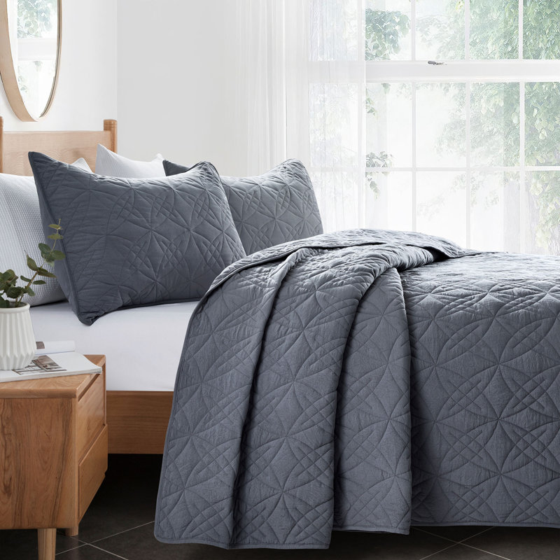 Coverlet Set No Coverlet, Twin Coverlet + 1 Standard Pillowcase, Dark Gray