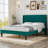 Full Size Velvet Bed Frame with Wingback Headboard, Upholstered Platform Bed with Wing Side Channel Tufted Headboard, Solid Wooden Slats Support, No Box Spring Needed, Noise Free, Dark Green-514089472-514089479