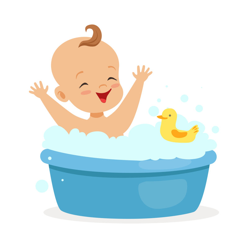 Vail Baby Taking Bath - Wrapped Canvas Print, 30cm H x 30cm W x 3.8cm D