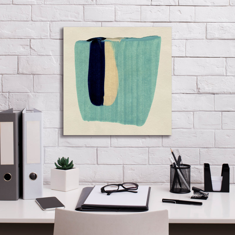  «Teal Swipe 2» par Emma Caroline, art mural sur toile, 18 po x 18 po