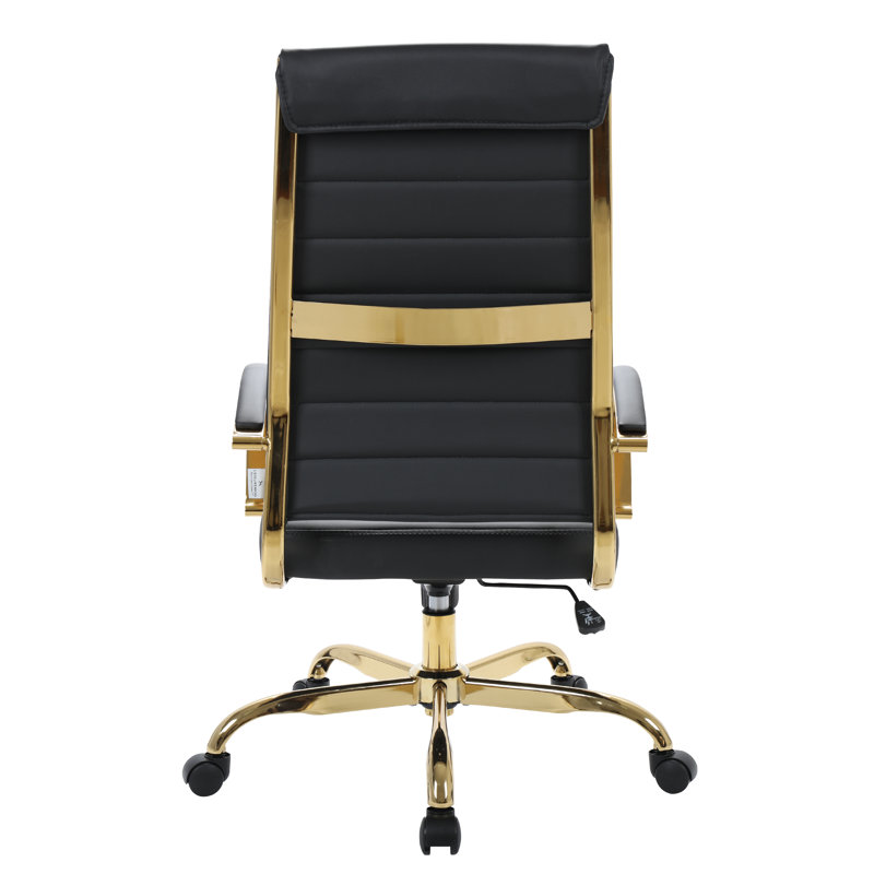 Fauteuil de bureau en cuir Humairaa, Noir