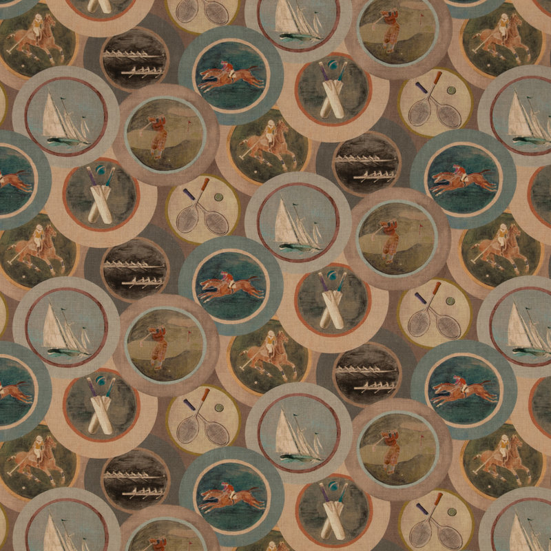 Long Weekend Sporting Life Fabric, Antique