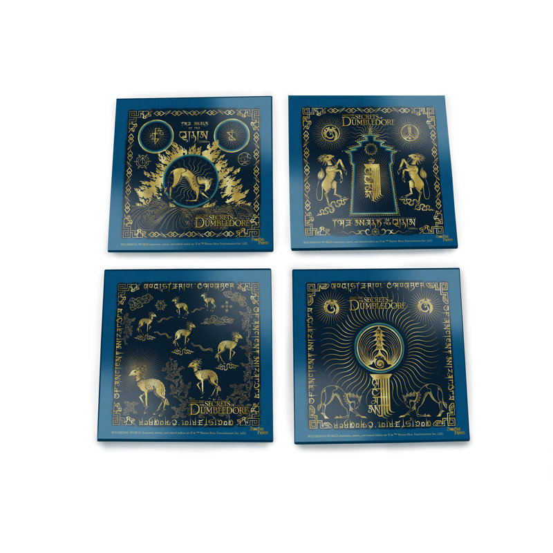 (Symboles) Ensemble de sous-verres en verre Starfire, Fantastic Beast 3 / Promenade du Qilin