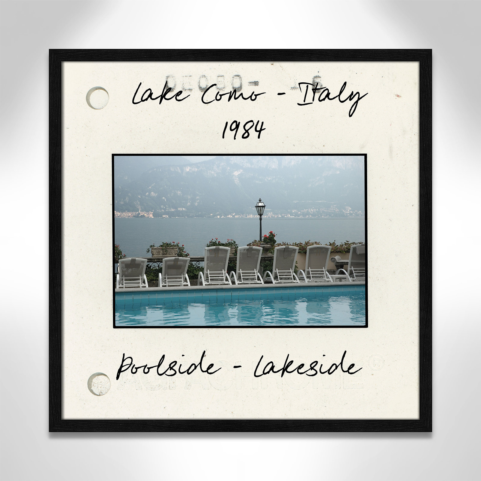 Travel Slide Collection "Lake Como, Italy" Print, Black Single Picture Framed Paper, 23.5" H x 23.5" W x 0.75" D