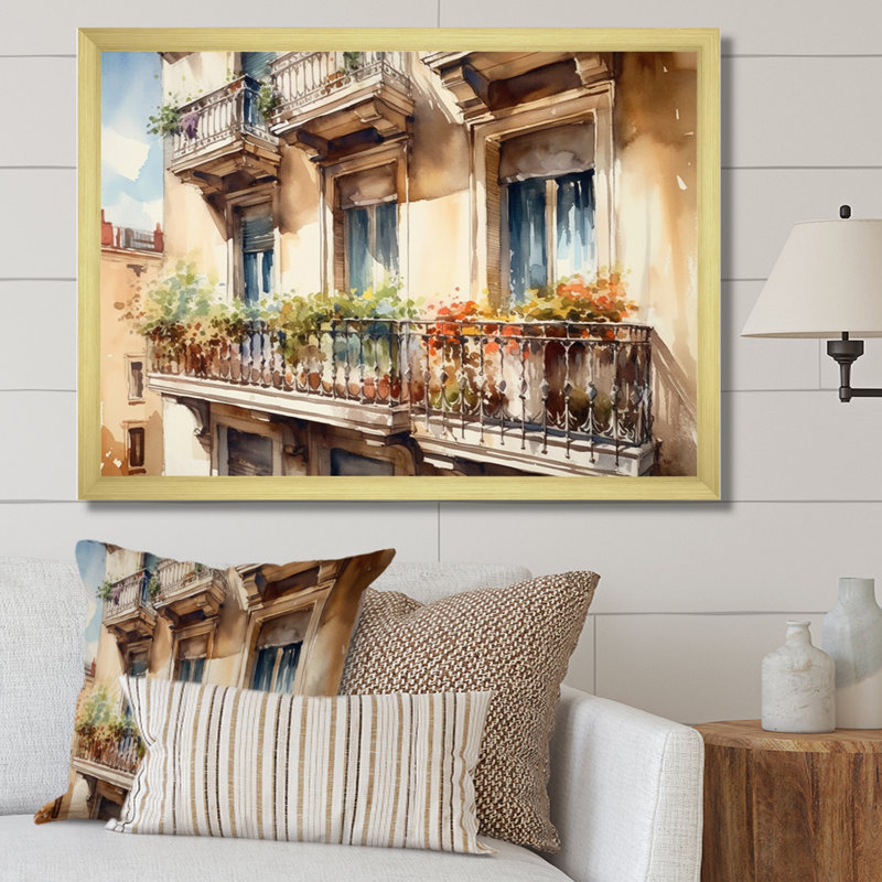 «Rufael Barcelona Old World Charm I», reproduction sur toile, H 30 po x l 40 po x P 1,5 po, Encadrement doré