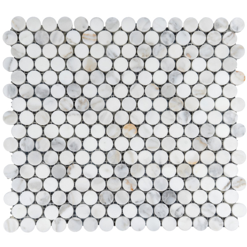 Marmor 12 x 12 Calacatta Gold Marble Polished Penny Round Mosaic Tile (5 Sq Ft/Case) - 5 Pack