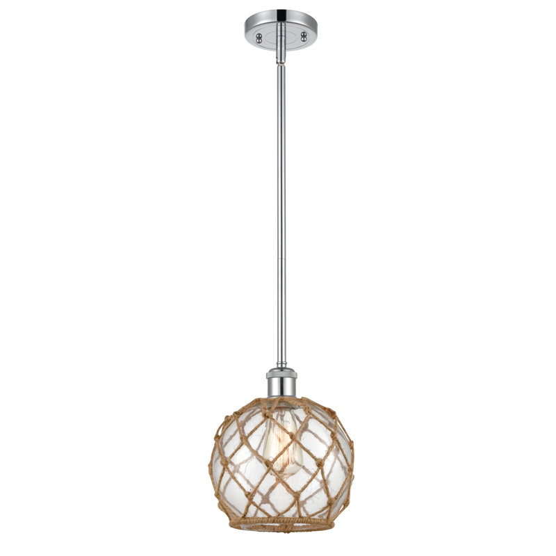 Luminaire suspendu sphère 1 lumière Tobey, Transparent/blanc, Chrome poli, H 10 pi x l 8 po x P 8 po